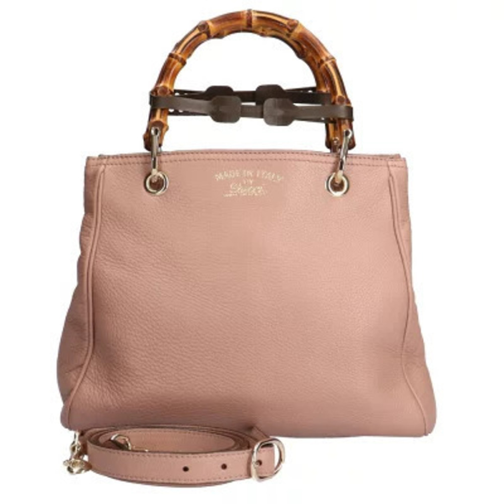 Gucci Bamboo Leather Shoulder Pink Bag - Picture 2 of 8